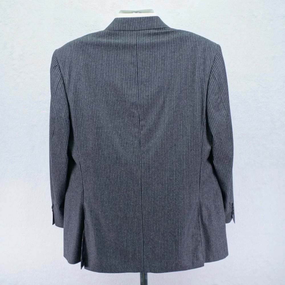 Canali Saks Fifth‎ Ave Super 120's Flannel Wool Striped Gray Suit Jacket 42L